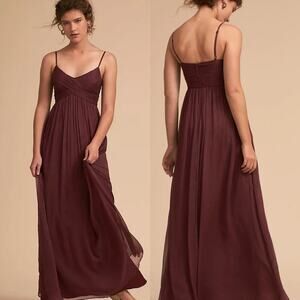 Anthropologie BHLDN Burgundy Brigitte Formal Gown Medium